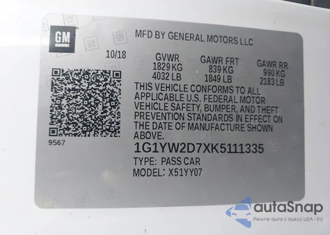 2019 Chevrolet Corvette Grand Sport from USA, damaged, VIN 1G1YW2D7XK5111335